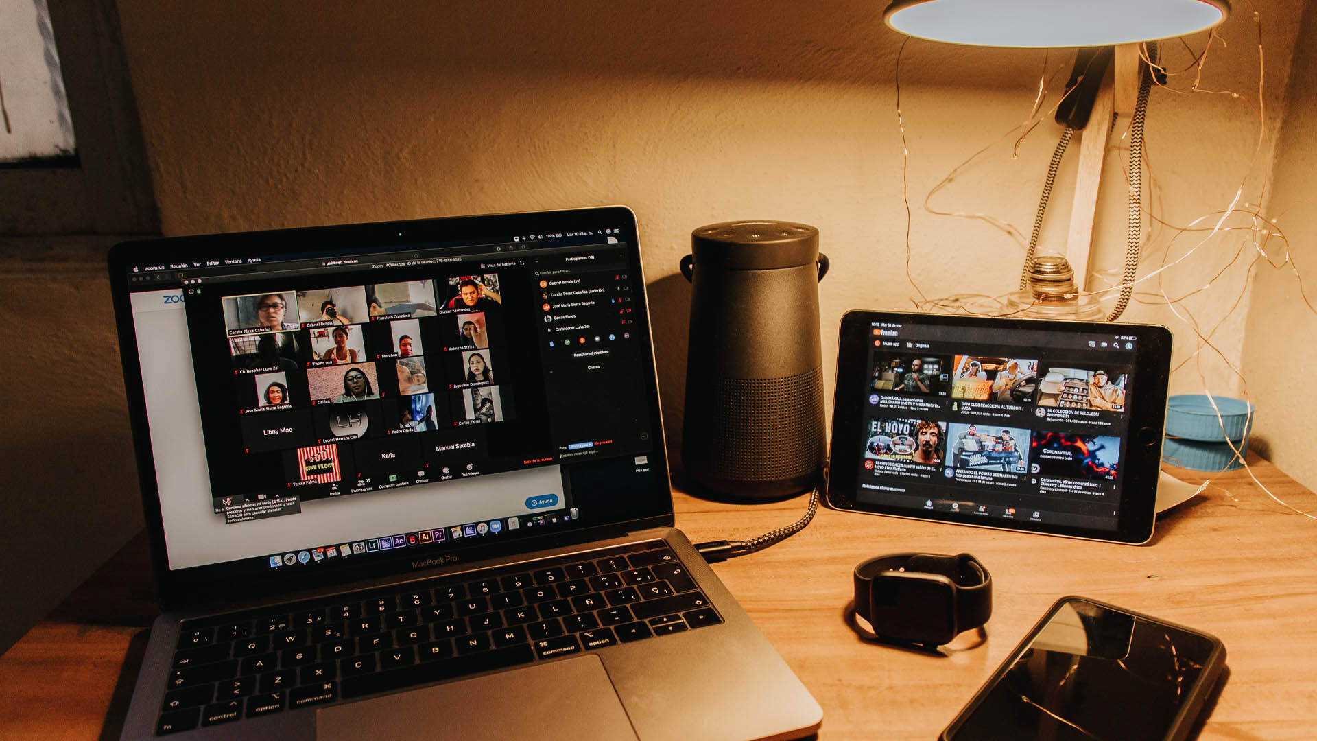 Laptop and tablet showing working from home setup