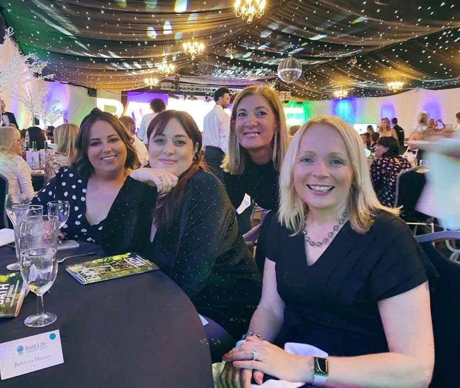 Maddie and Emma from the Marketing team, with Karoline and Rebecca from the People team - enjoying the Bath Life awards