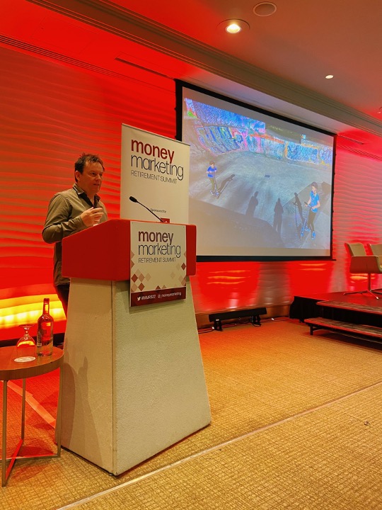 David Ferguson giving his keynote speech at the Money Marketing Retirement Summit