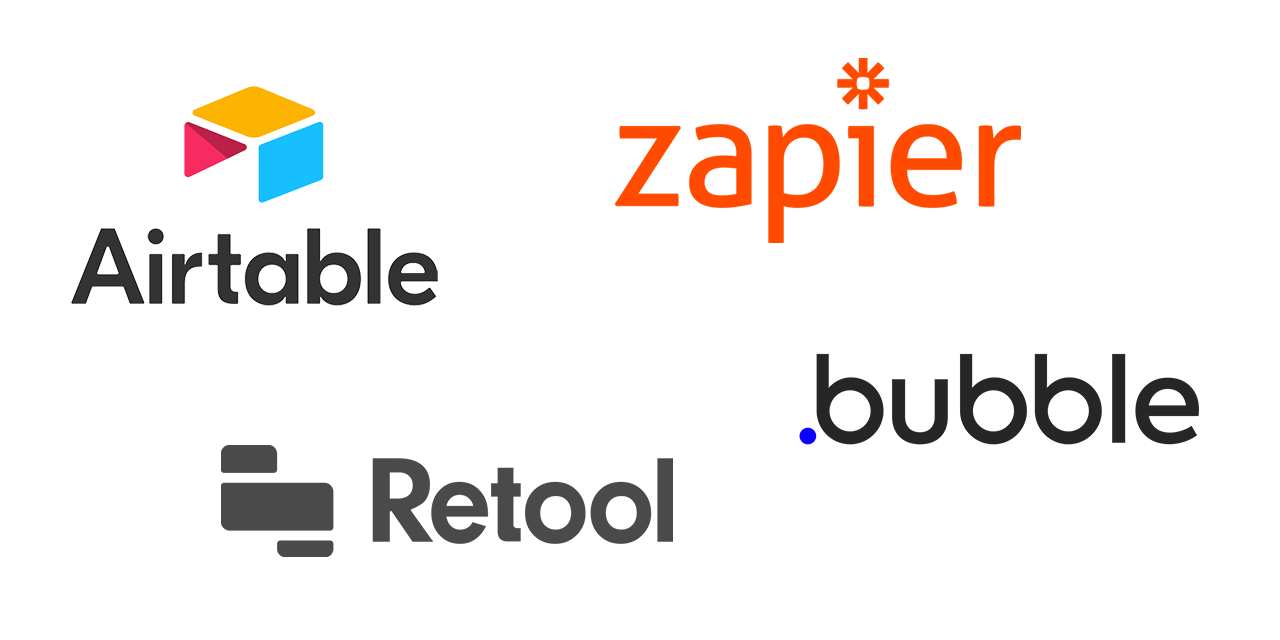 Airtable, Zapier, Retool and Bubble logos