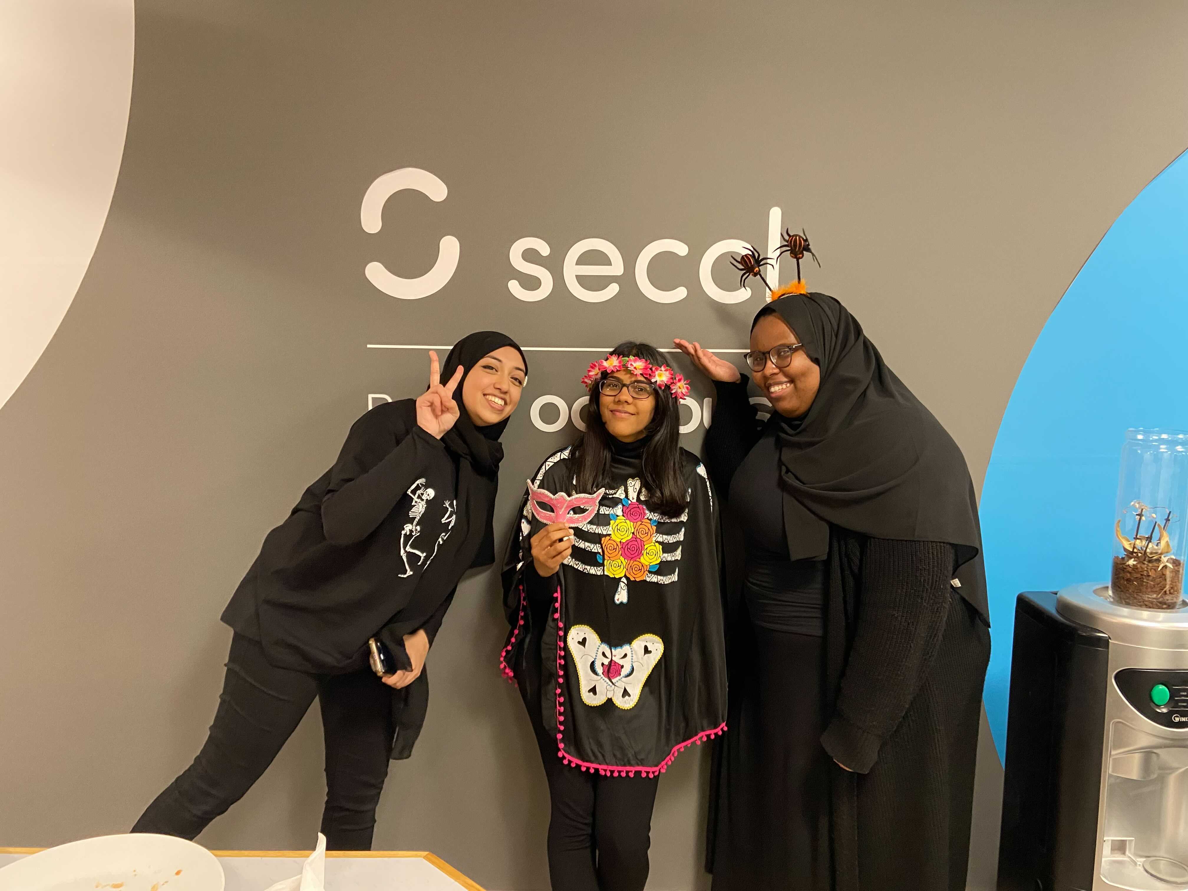 Seccl employees in Halloween fancy dress