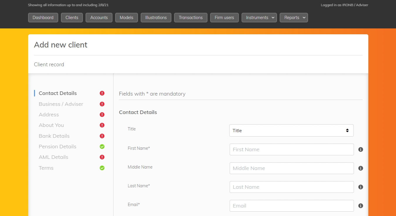 Screenshot of Ironbright system built on Seccl technology