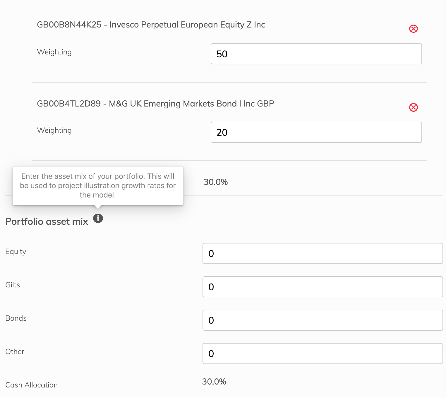 With Seccl, you can now include the asset mix on models