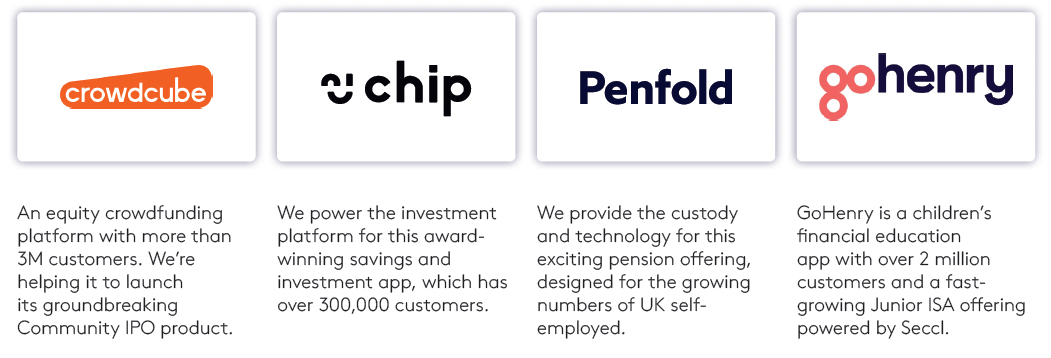 Seccl's embedded investments clients